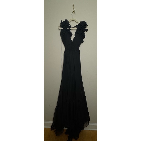 MAC DUGGAL Ruffle Tiered Cut Out Chiffon Gown - Picture 4 of 7